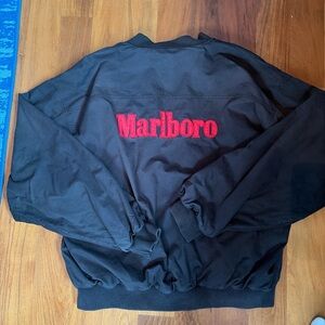 Marlboro Black Jacket with Vibrant Red Embroidery